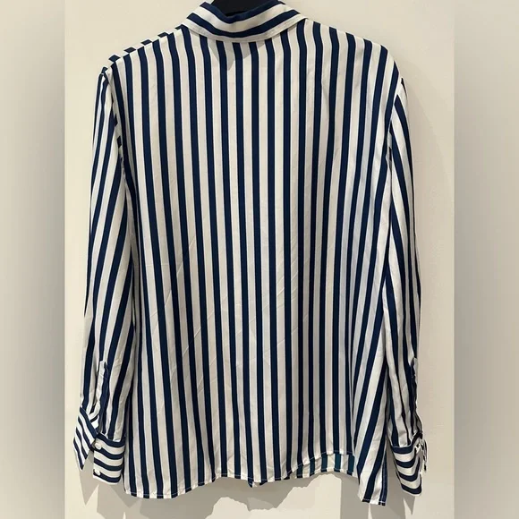 NWOT - Lillysilk Amalfi Stripe Silk Shirt - Picture 4 of 11
